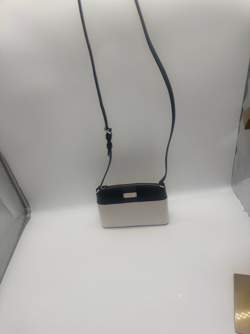 Kate Spade Grove Street Millie Crossbody Bag Black Cream Leather Zip Top Purse